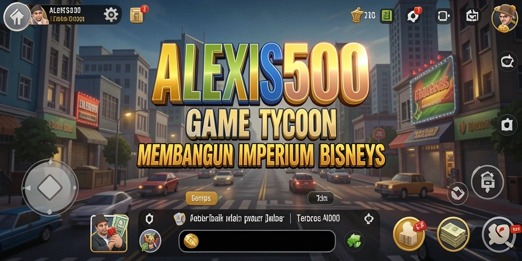Tangkapan layar ALEXIS500 menunjukkan gameplay seru dengan manajemen imperium bisnis.