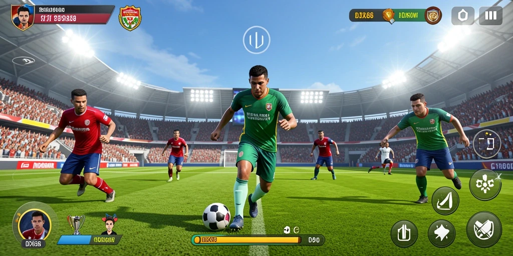 Tampilan screen utama IDX66 menampilkan statistik dan pertandingan olahraga secara real-time.