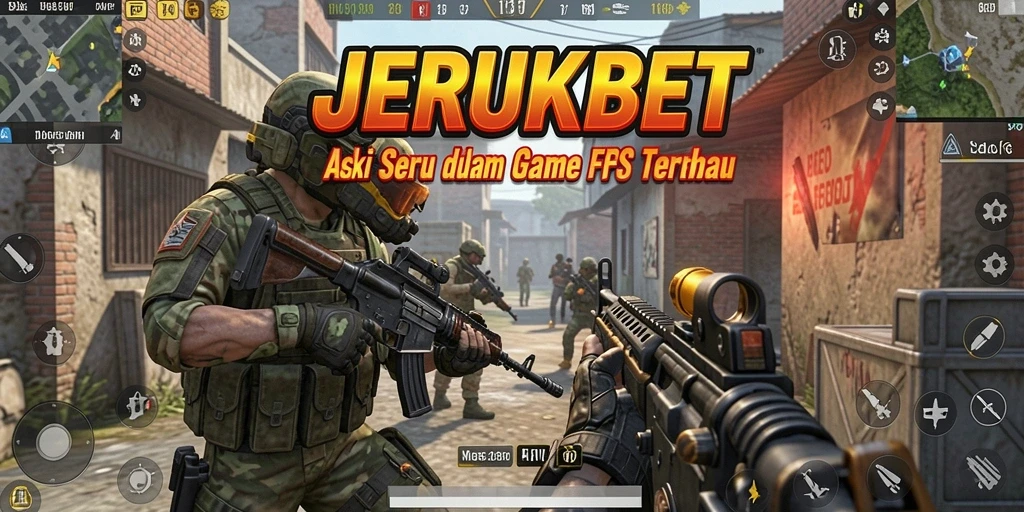 Screenshot JERUKBET menampilkan aksi pertempuran seru dalam mode FPS.