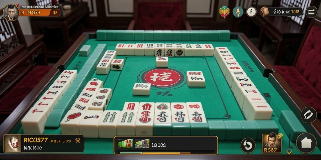 Tampilan gameplay menarik dari RICIS77 dengan ubin Mahjong.