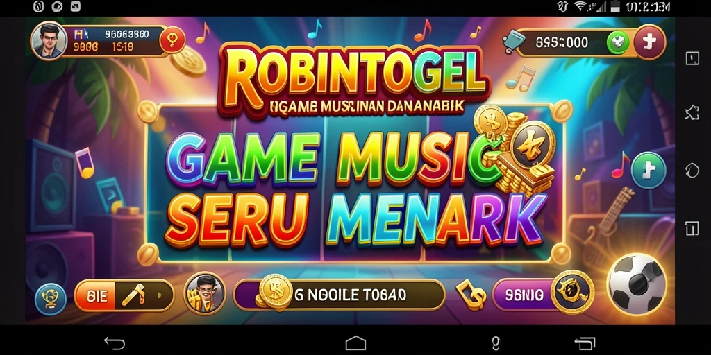 Tampilan gameplay seru di ROBINTOGEL dengan banyak lagu.